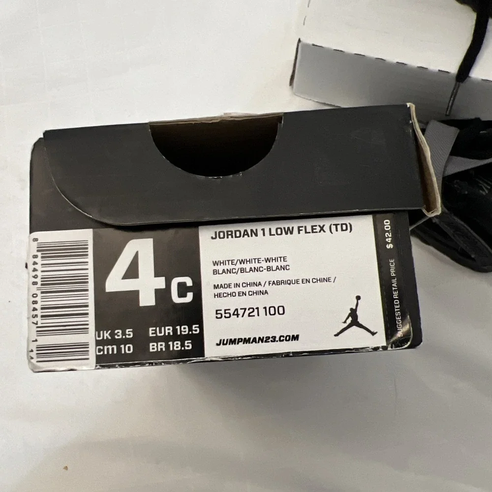 Sneakers Baby Toddler Sz 4C Jordan 1 Low‎ Flex (TD) Black Color 554721-100 Box